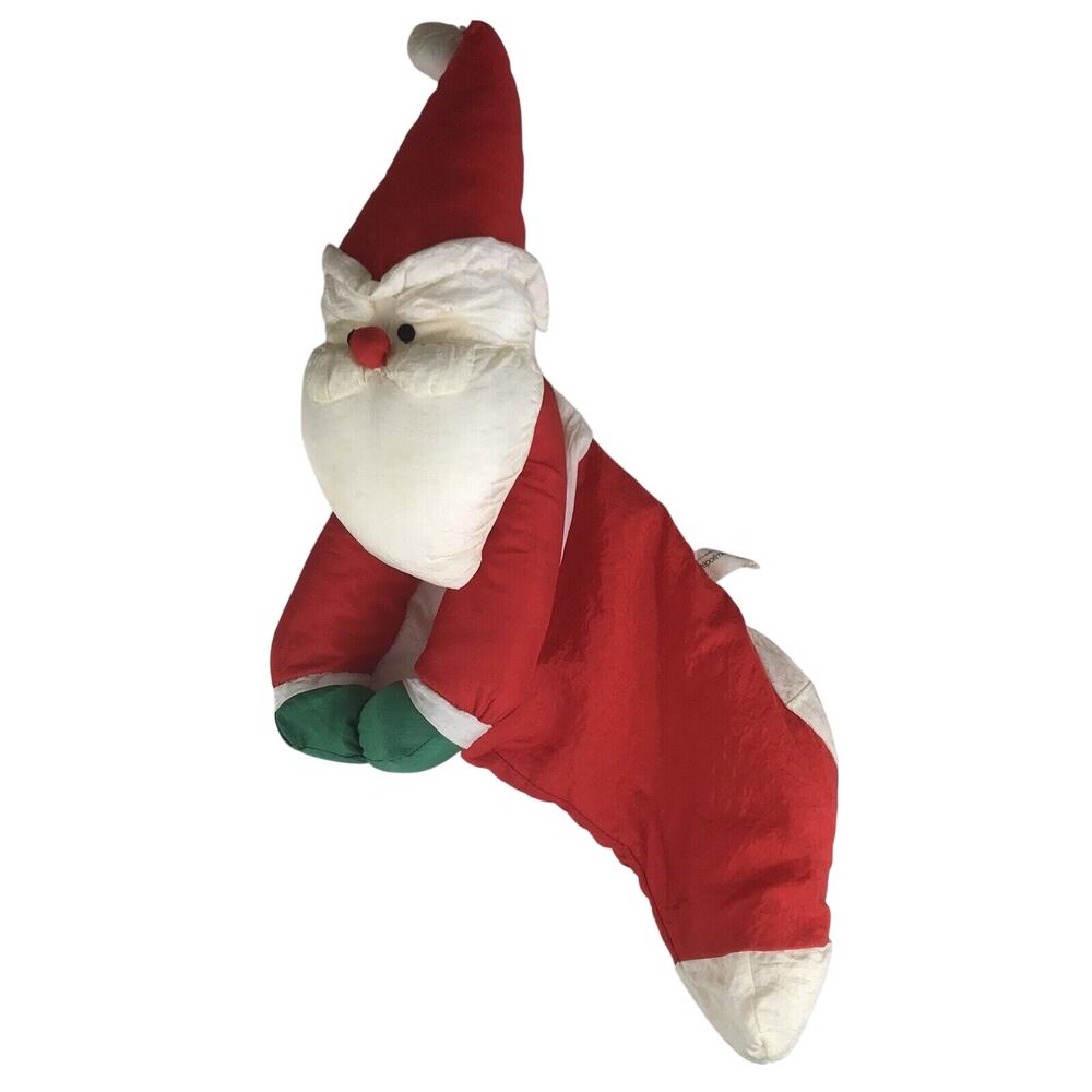 Department 56 Plush Santa Christmas Stocking Nylon Parachute Stuffed 20" Vtg